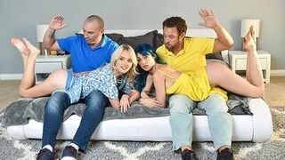 Step dads spank and fuck their step daughters in a taboo roleplay