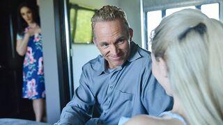 Hot stepdaughter Jane Wilde rides her stepdad’s fat cock in front of her stepmom