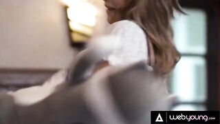 The busty blonde Gabbie Carter and her roommate have a playful pillow fight with Eliza Ibarra
