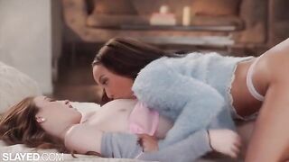 Two skinny and hot girlfriends in sensual lesbian action