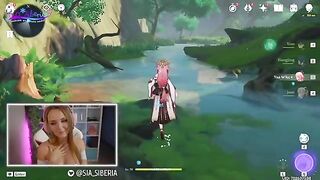 A gamer girl with a perfect body donates her pussy in a roleplay