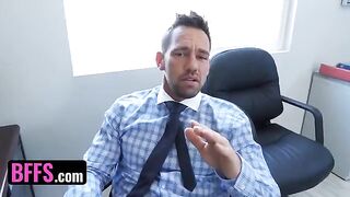 The boss's step-son fucked four slutty secretaries in an office orgy
