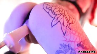 Babe Marseline fucks with a machine in a steamy solo scene