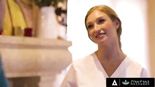 The busty redhead Skylar Snow gets her tits knocked by a client