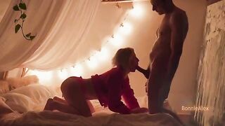 A couple engaged in passionate sex right at home