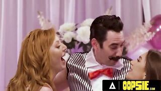 Lauren Phillips and April Olsen fuck Tommy Pistol in a steamy PIN THE SOCK ON THE COCK game