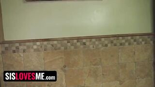 Pervert stepbrother peeps at stepsis Natalie Porkman rubbing her pussy in sexy lingerie