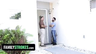 Little slut Claire Black seduces her step uncle and sneaks around the house