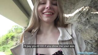 A young beautiful Ukrainian with long hair has sex with a stranger outdoors