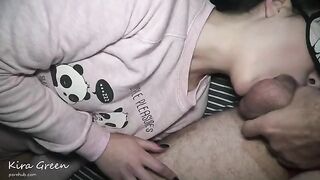 A couple fucks with a young girl, she swallows their cum