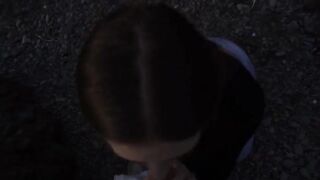 The cute girl made a blowjob for her lover right on the beach and their friends saw it