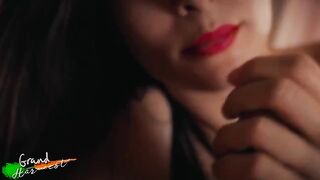 A stepmom with red lips makes a blowjob and fucks like a slut
