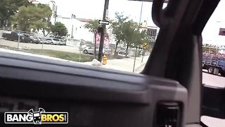 Busty babes get fucked by Peter Green on the Bang Bus for cash