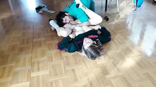 Girl was fucked on the floor, her boyfriend finished with a huge load