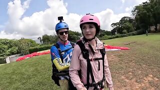 Squirting while paragliding in Costa Rica with intense orgasm moaning