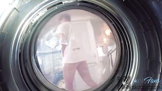 Girl looked for underwear in the washing machine and had sex