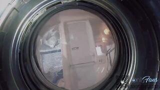 Girl looked for underwear in the washing machine and had sex