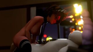 Aunt Cass gets fucked by Baymax’s cock in an animated scene