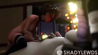 Aunt Cass gets fucked by Baymax’s cock in an animated scene