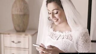 The bride is having a threesome with her cheating wife and a naughty friend