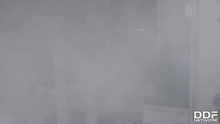 Monika Fox gets her asshole gapped by firefighters in an orgy