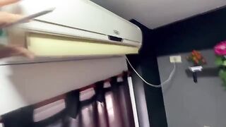A girl has sex with a guy who repaired her air conditioner because she had no money to pay him