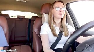 The stepson is having fun with his sexy stepmom in the car