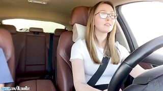 The stepson is having fun with his sexy stepmom in the car