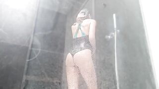 Fingered pussy squirts in the shower, pure ecstasy