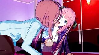 The best threesome hentai with Miku and Nino Nakano in 3D quality