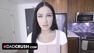 Mila Monet, with her slim figure and captivating hazel eyes, is caught by her stepdad in a compromising situation