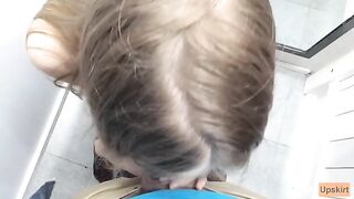 A tiny slut gets fucked in the shop changing room and cums
