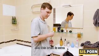 The toothbrush is mine, and so is the dick: SIS.PORN queenlin gets fucked in the bathroom