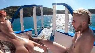 Public sex on the boat with a couple who love to fuck outdoors