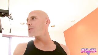 A blonde MILF, Shayla Laveaux, gets fucked by her trainer in the gym