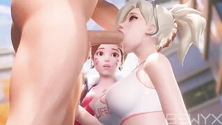 Mercy teaches DVA how to make a deepthroat in this hot 3D scene