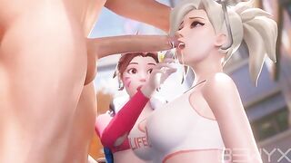 Mercy teaches DVA how to make a deepthroat in this hot 3D scene
