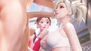 Mercy teaches DVA how to make a deepthroat in this hot 3D scene