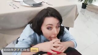 Cock sucking slut Whitney Wright gets caught under the table