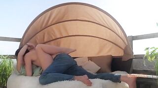 A loving couple has sex and the man comes inside, passionately