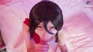 Mikasa Ackerman riding big cock and receiving a huge cumshot