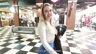 A girl is fucking in the shopping mall toilet for money