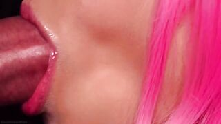 Best milk blowjob video with pink hair, sensual and asmr