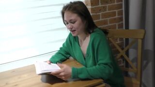 A smart student girl studies hard and learns new skills at 18 y.o