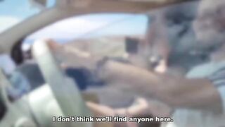Exhibitionist guy cuts off a piece of his clothes and starts playing with it in the middle of the street