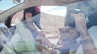 Exhibitionist guy cuts off a piece of his clothes and starts playing with it in the middle of the street