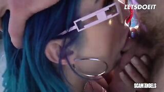 Two sexy babes shared a big dick in a steamy threesome with intense oral action