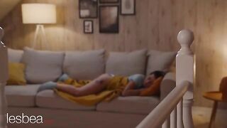 Andrea and Kaira enjoy romantic sex with a vibrator, showcasing sensual lesbian passion