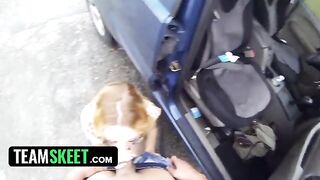 Petite teen Lucy Tyler gets fucked outdoors for a thousand dollars