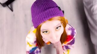 Red hair cutie presented her ass after giving a blowjob in stunning 4K quality